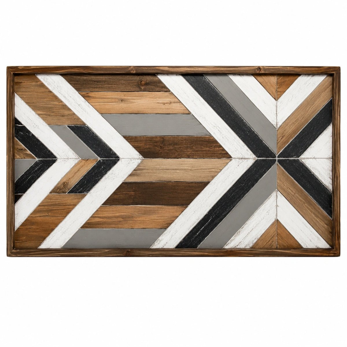 Decoración mural de madera 120 x 60 cm multicolor con diseño geométrico enmarcado