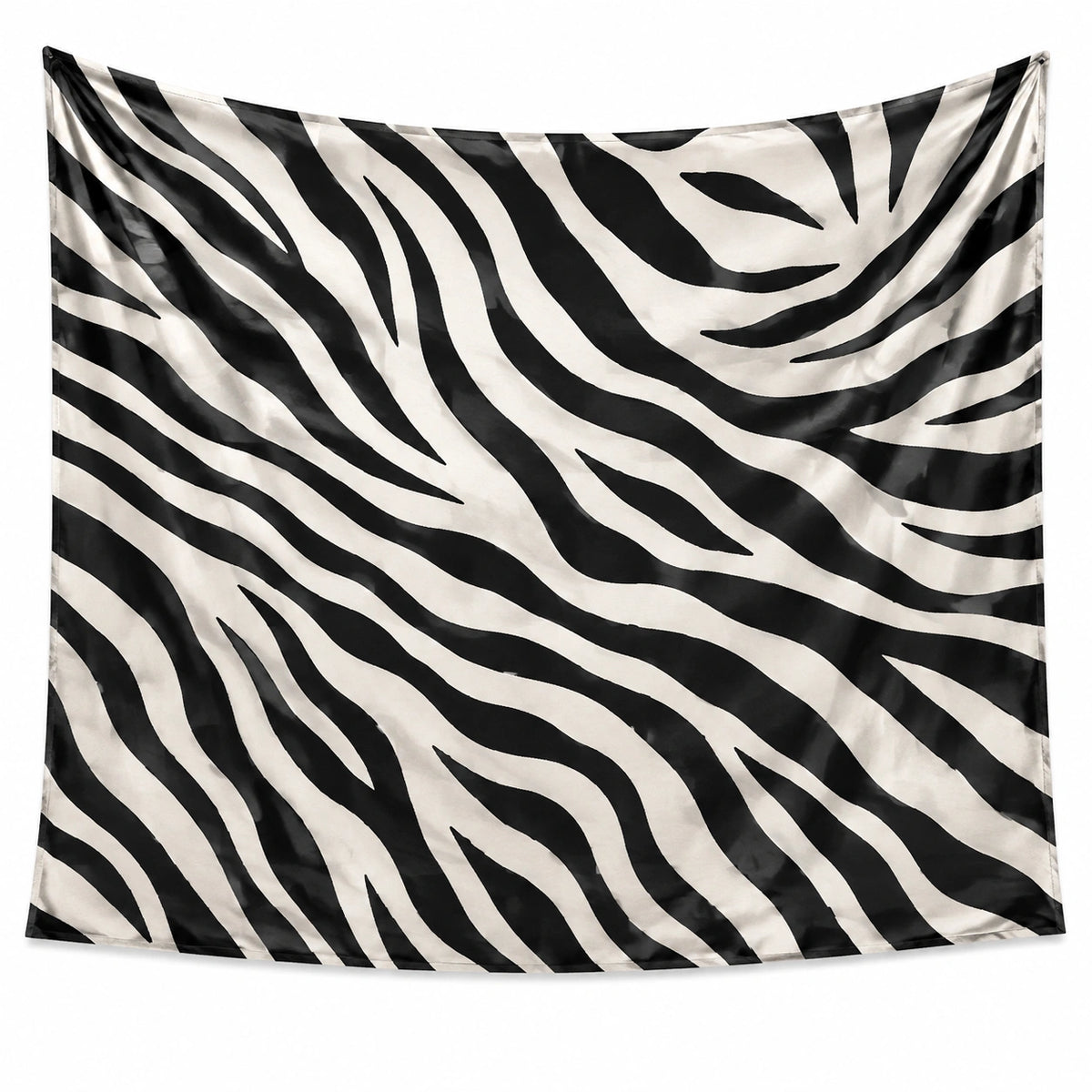 Tapiz de pared 150 x 150 cm de poliéster negro y blanco con estampado de cebra decorativo