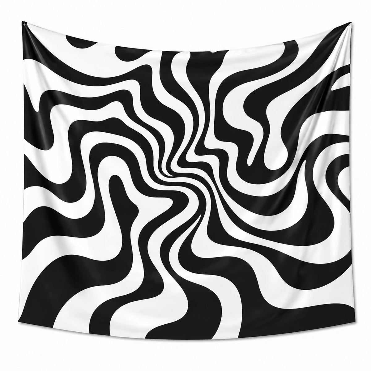 Tapiz decorativo 150 x 130 cm de poliéster negro/blanco con diseño abstracto para pared