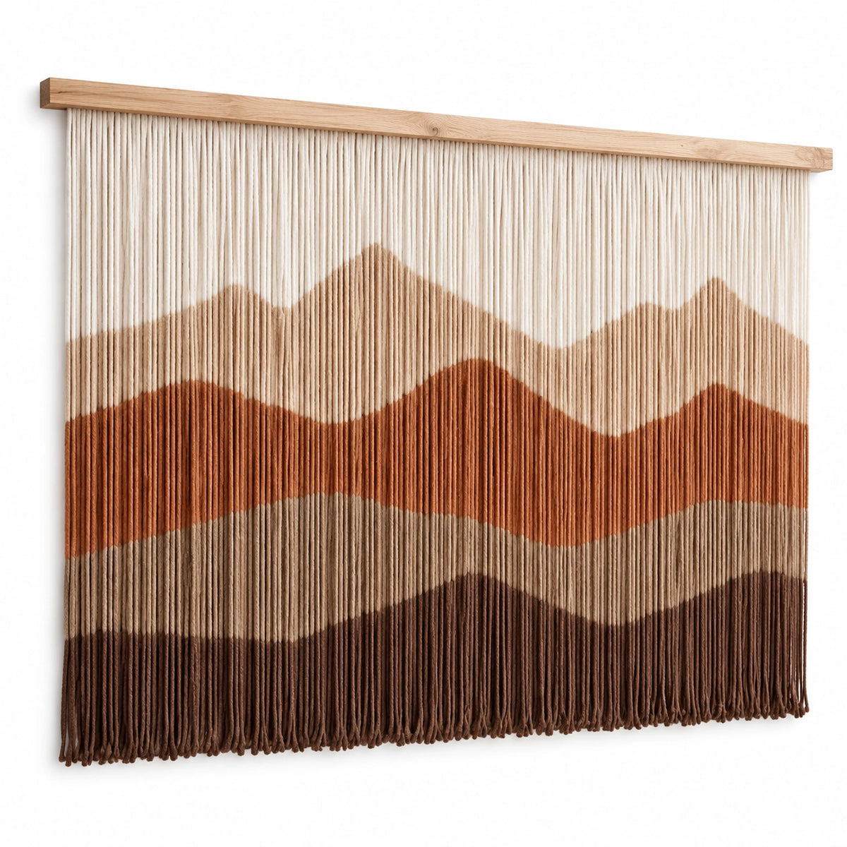 Tapiz de pared 100 x 100 cm de cordón textil y madera beige marrón estilo bohemio