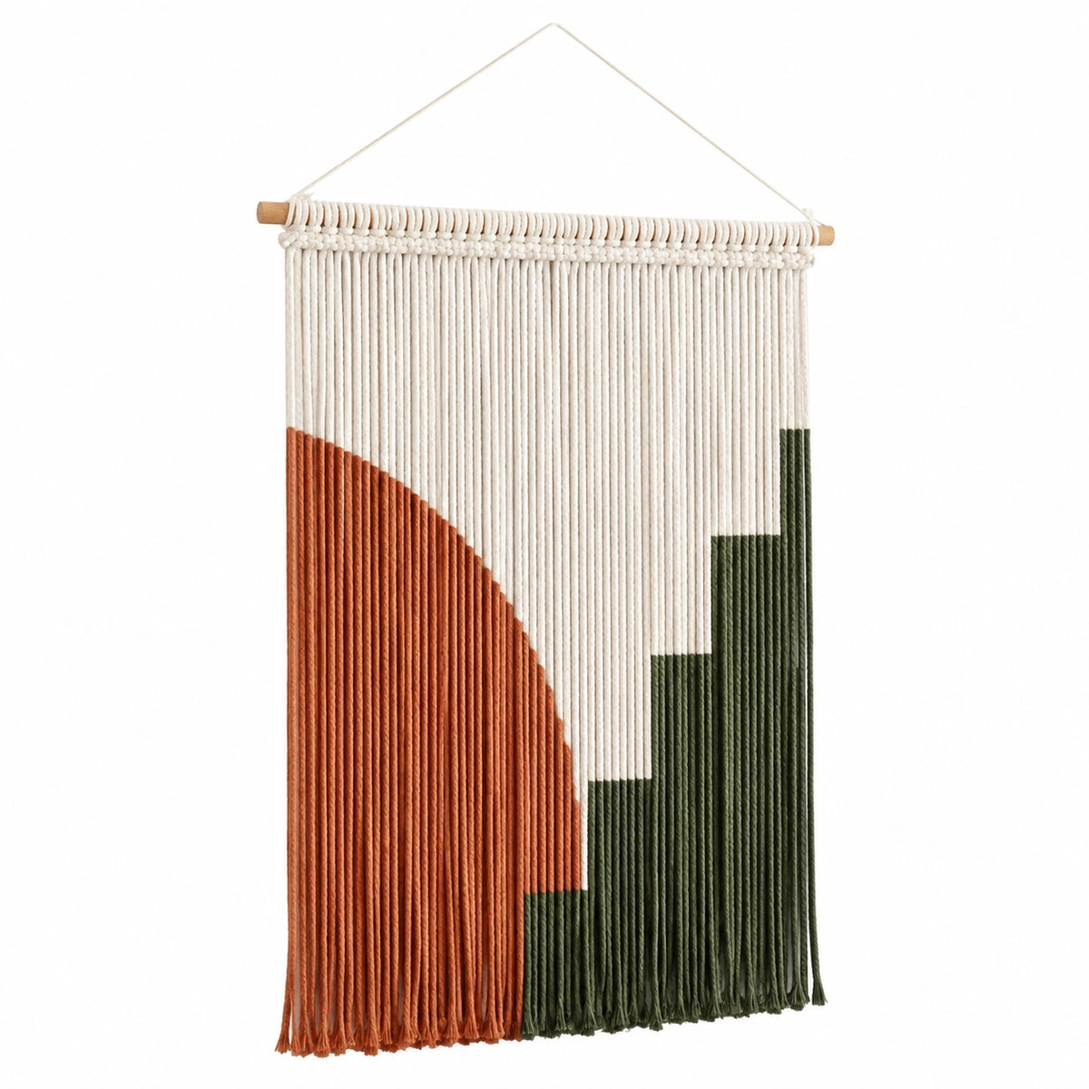 Tapiz de pared 50 x 75 cm de algodón blanco terracota y verde de estilo bohemio