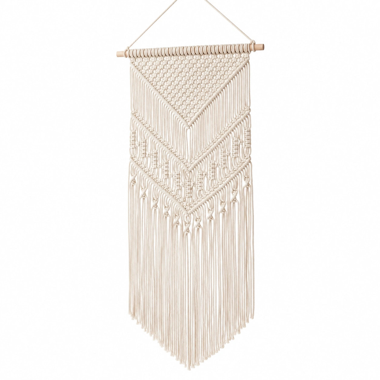 Tapiz de pared 35 x 100 cm de algodón beige con flecos estilo bohemio